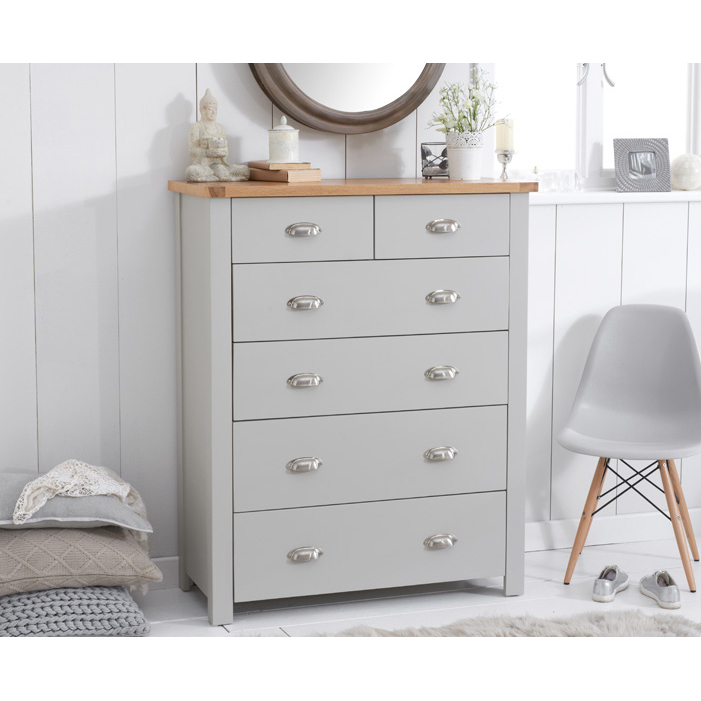 Somerset Oak and Grey 2 Over 4 Drawer Chest – image 2
