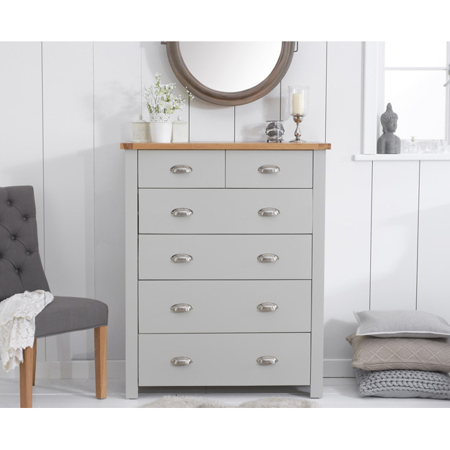Somerset Oak and Grey 2 Over 4 Drawer Chest – image 3