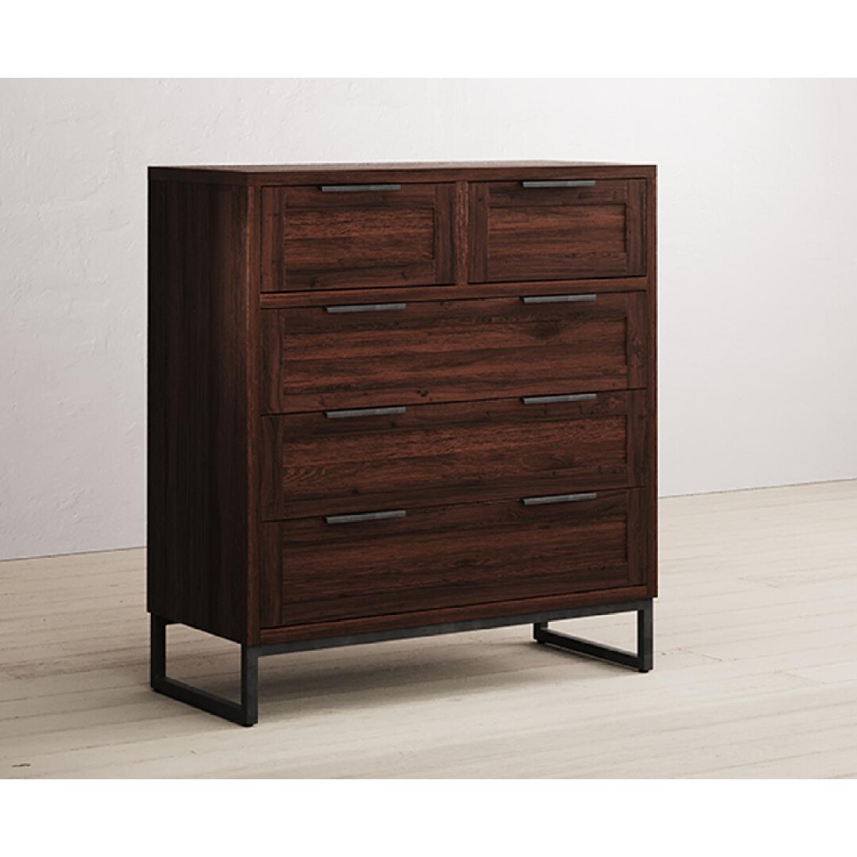 Dakota Dark Acacia and Metal 2 Over 3 Chest of Drawers – image 3