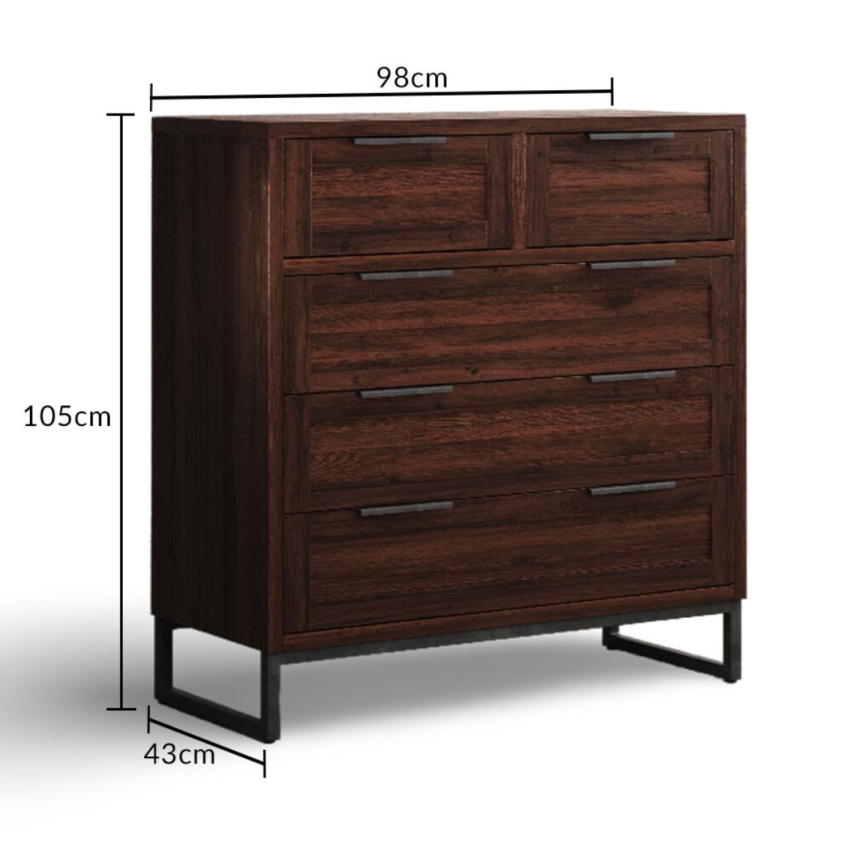 Dakota Dark Acacia and Metal 2 Over 3 Chest of Drawers – image 8