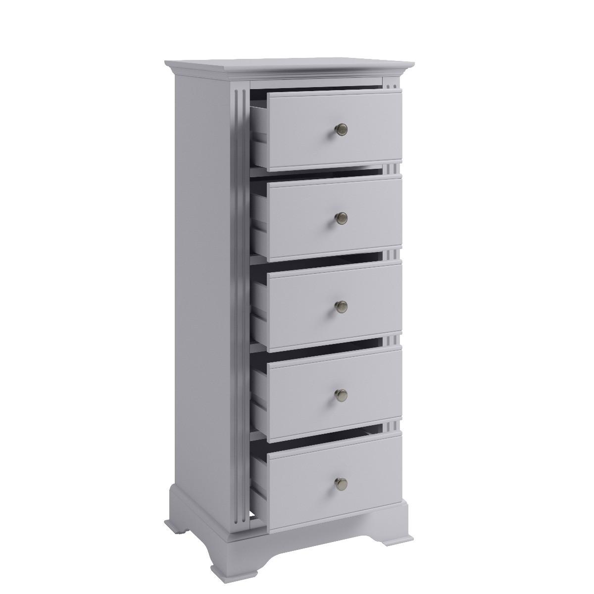 Aubrey Grey 5 Drawer Narrow Chest – image 2
