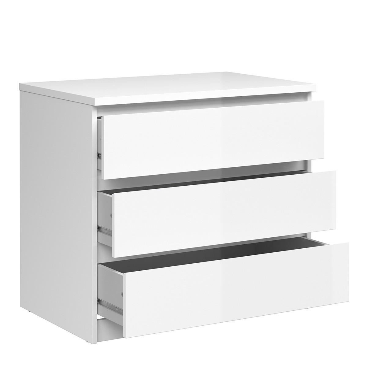 Naya White High Gloss Chest of 3 Drawers – image 3