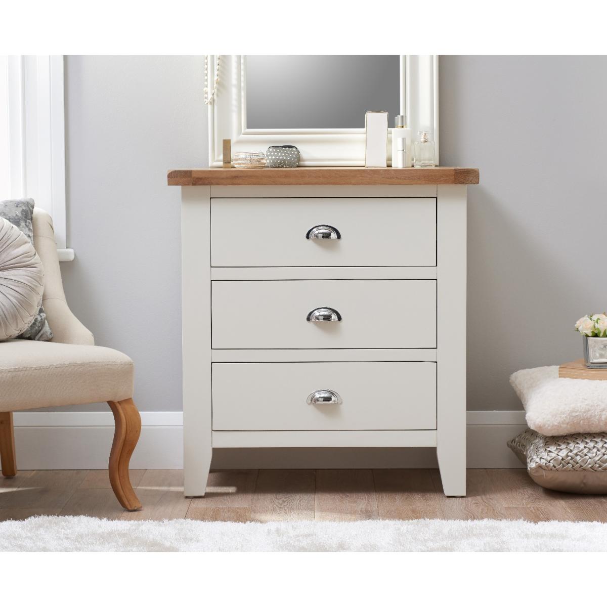 Eden Oak and White 3 Drawer Chest – image 1