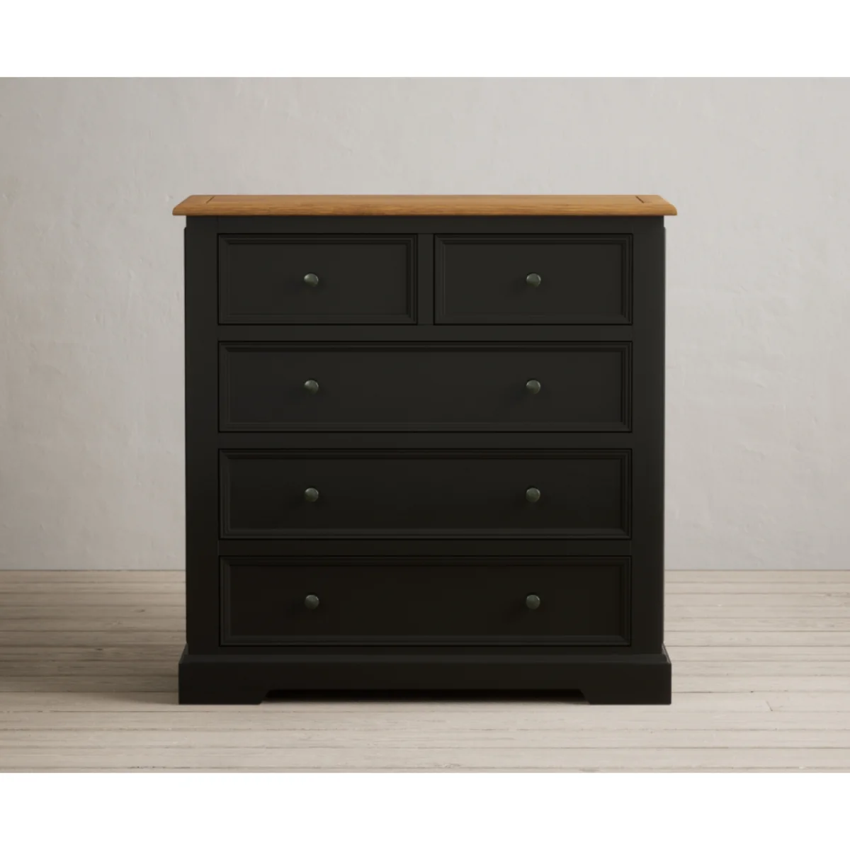 Charlton Oak and Black Painted 2 Over 3 Chest of Drawers – image 4