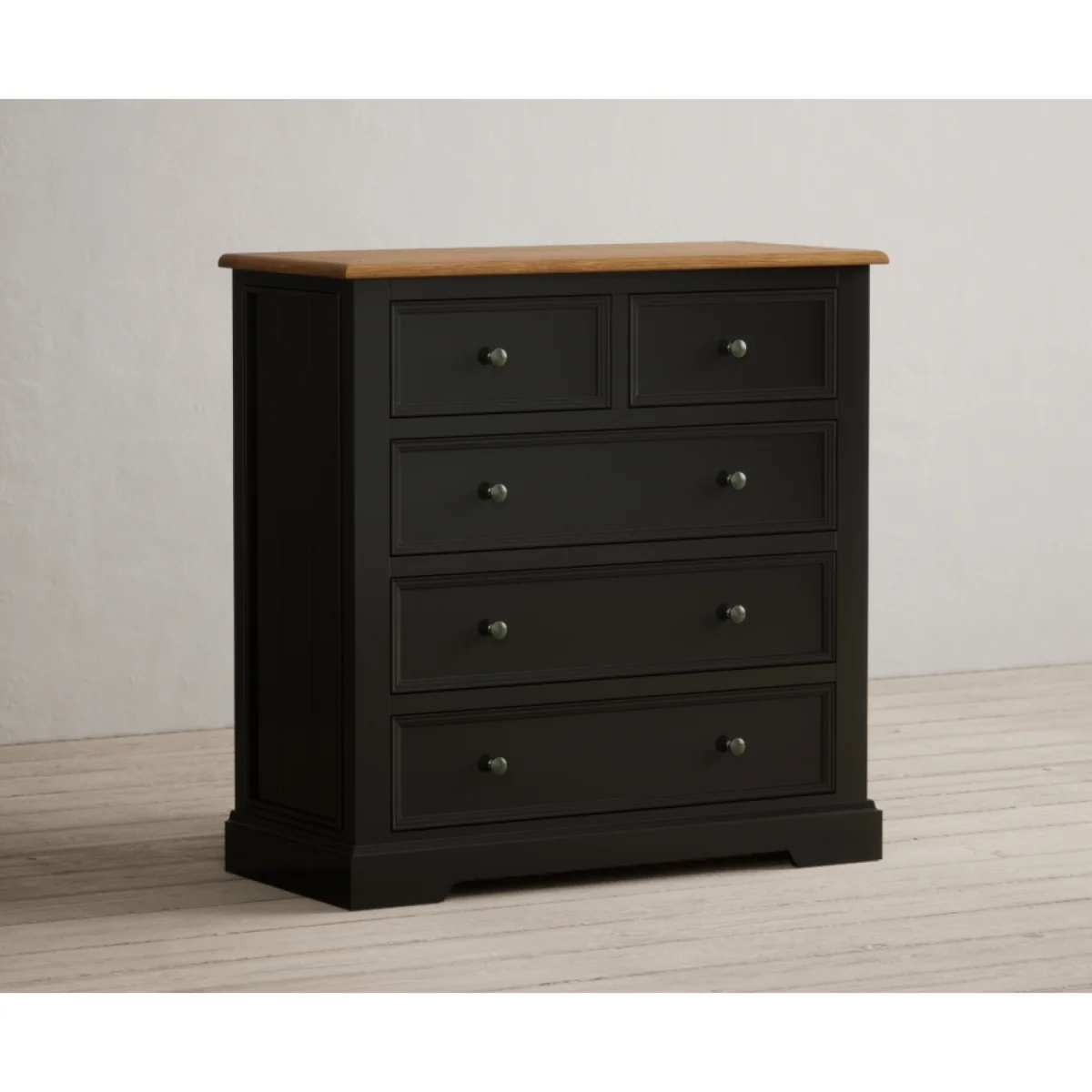 Charlton Oak and Black Painted 2 Over 3 Chest of Drawers – image 5