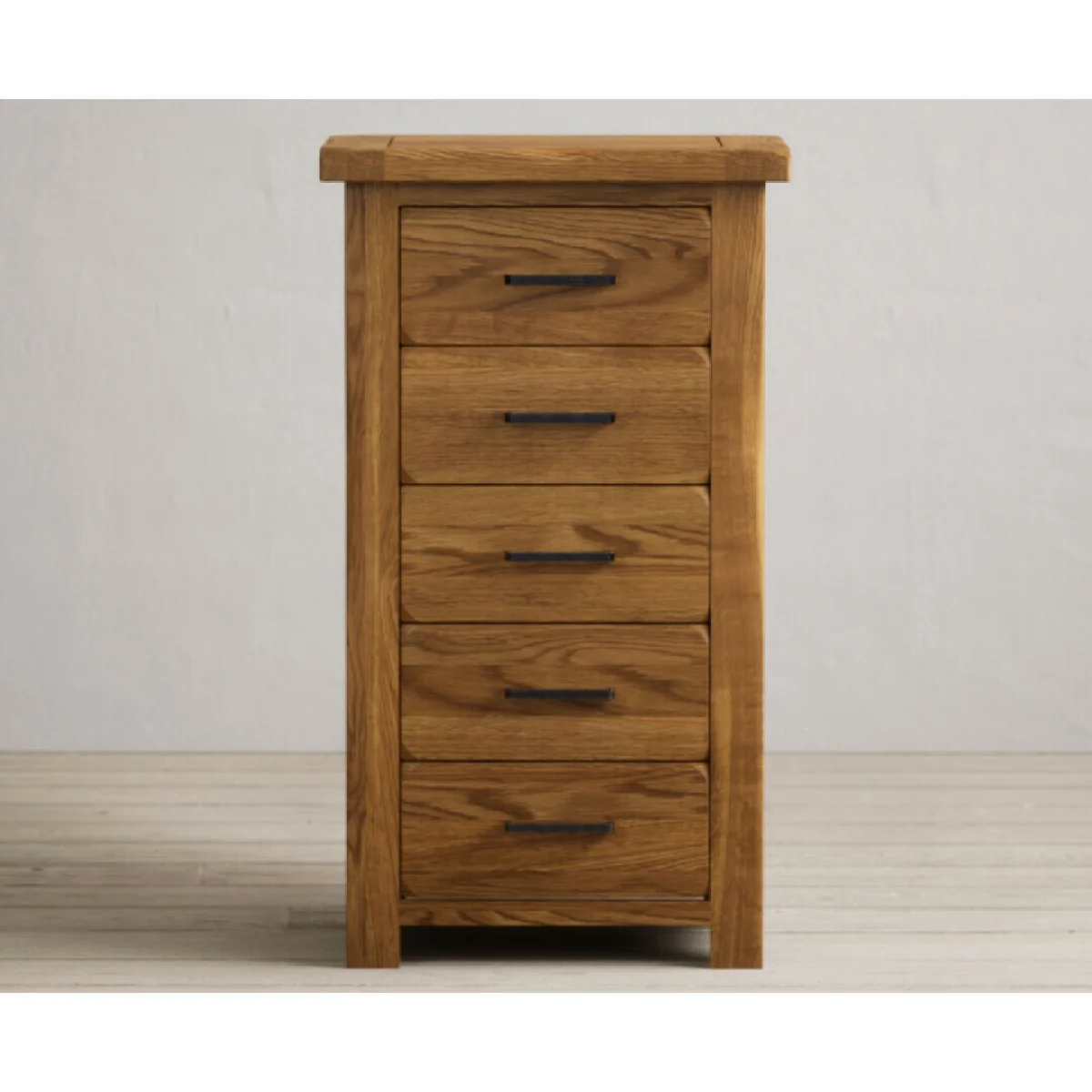 Harrogate Rustic Solid Oak 5 Drawer Tallboy – image 4