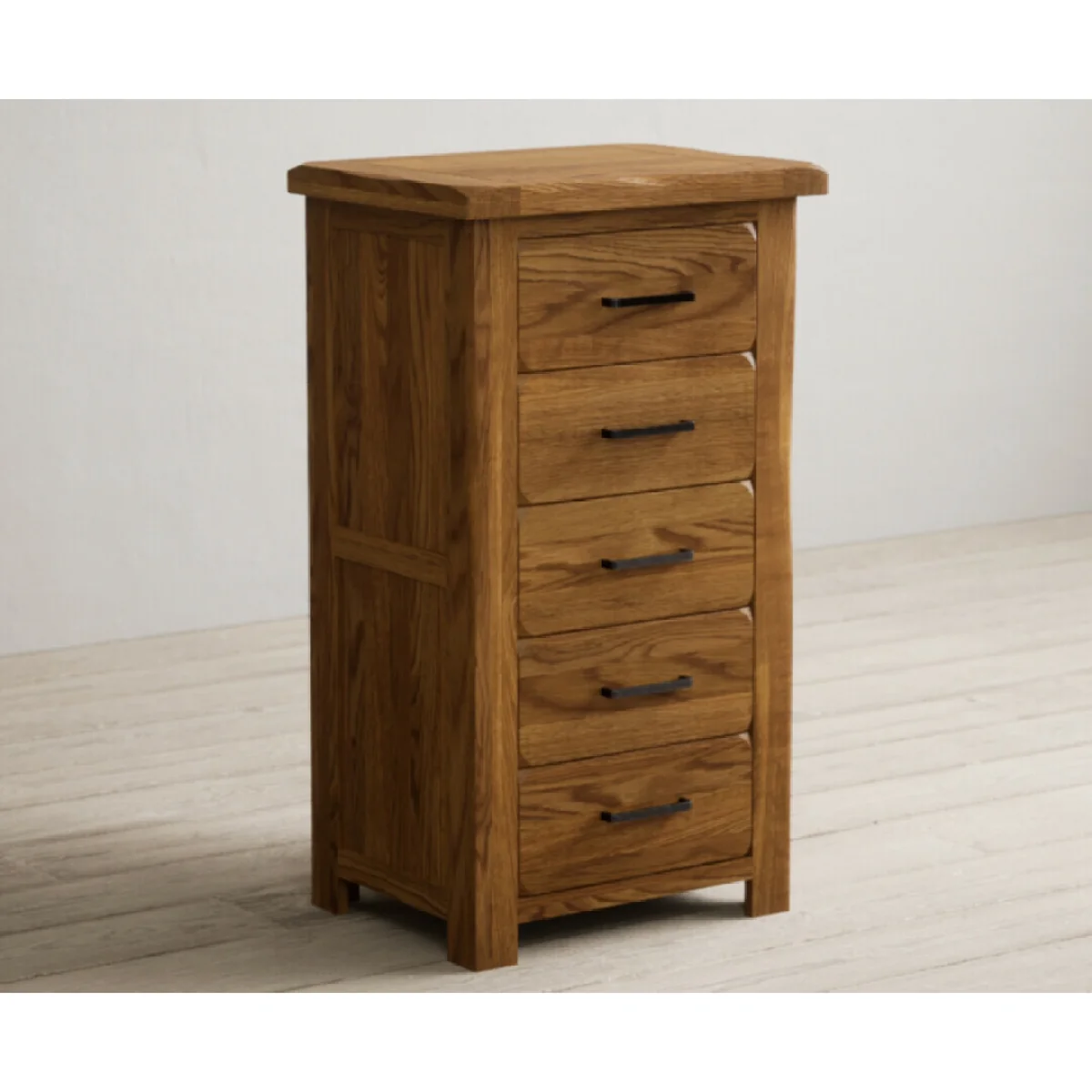 Harrogate Rustic Solid Oak 5 Drawer Tallboy – image 5