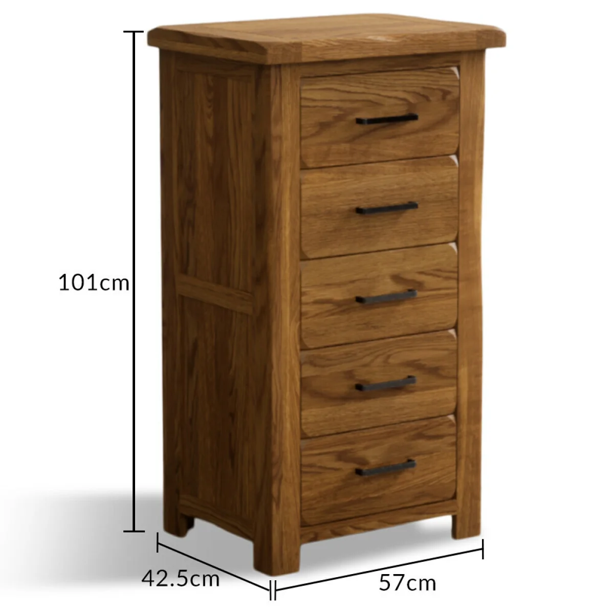 Harrogate Rustic Solid Oak 5 Drawer Tallboy – image 10