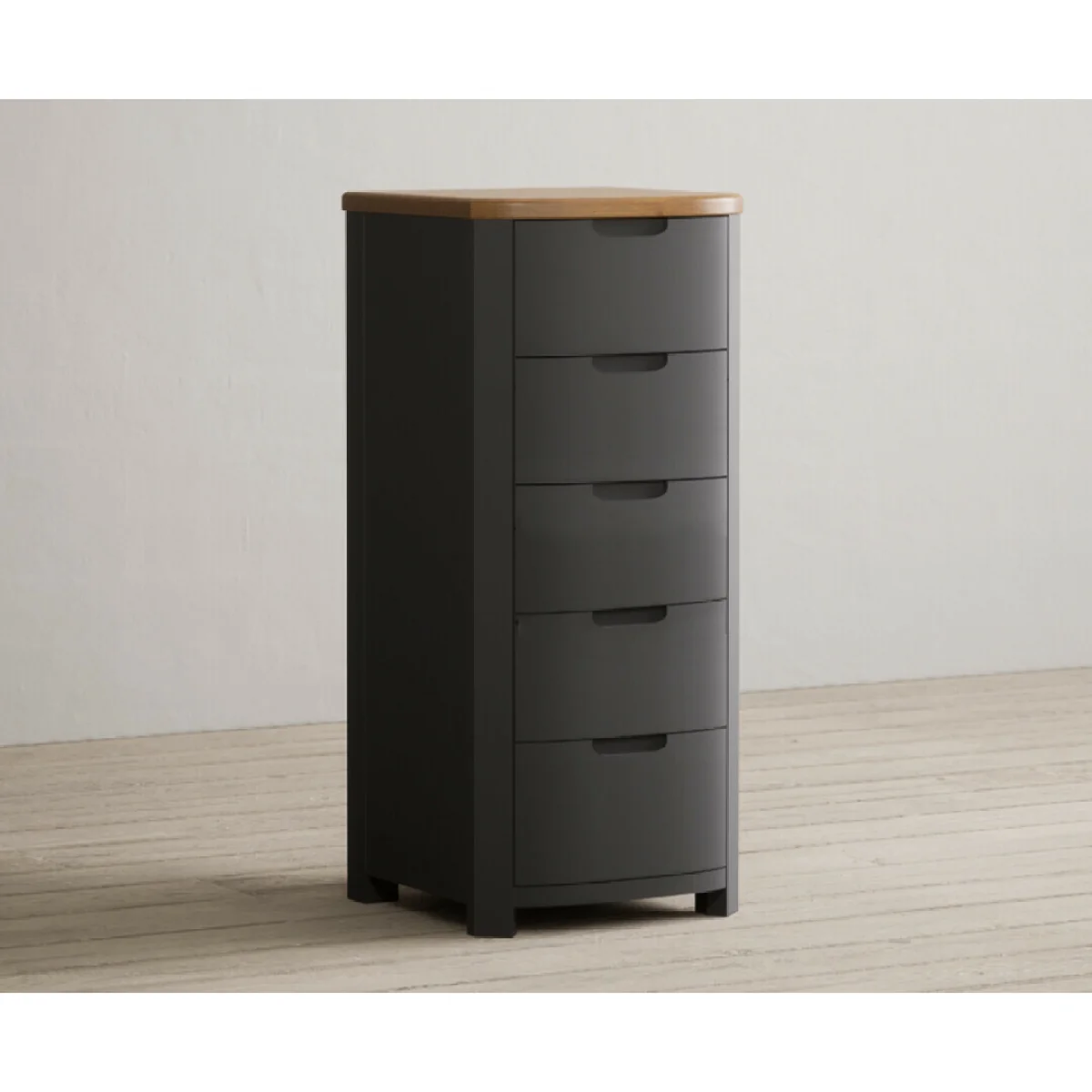 Bradwell Oak and Charcoal Painted 5 Drawer Tallboy – image 6