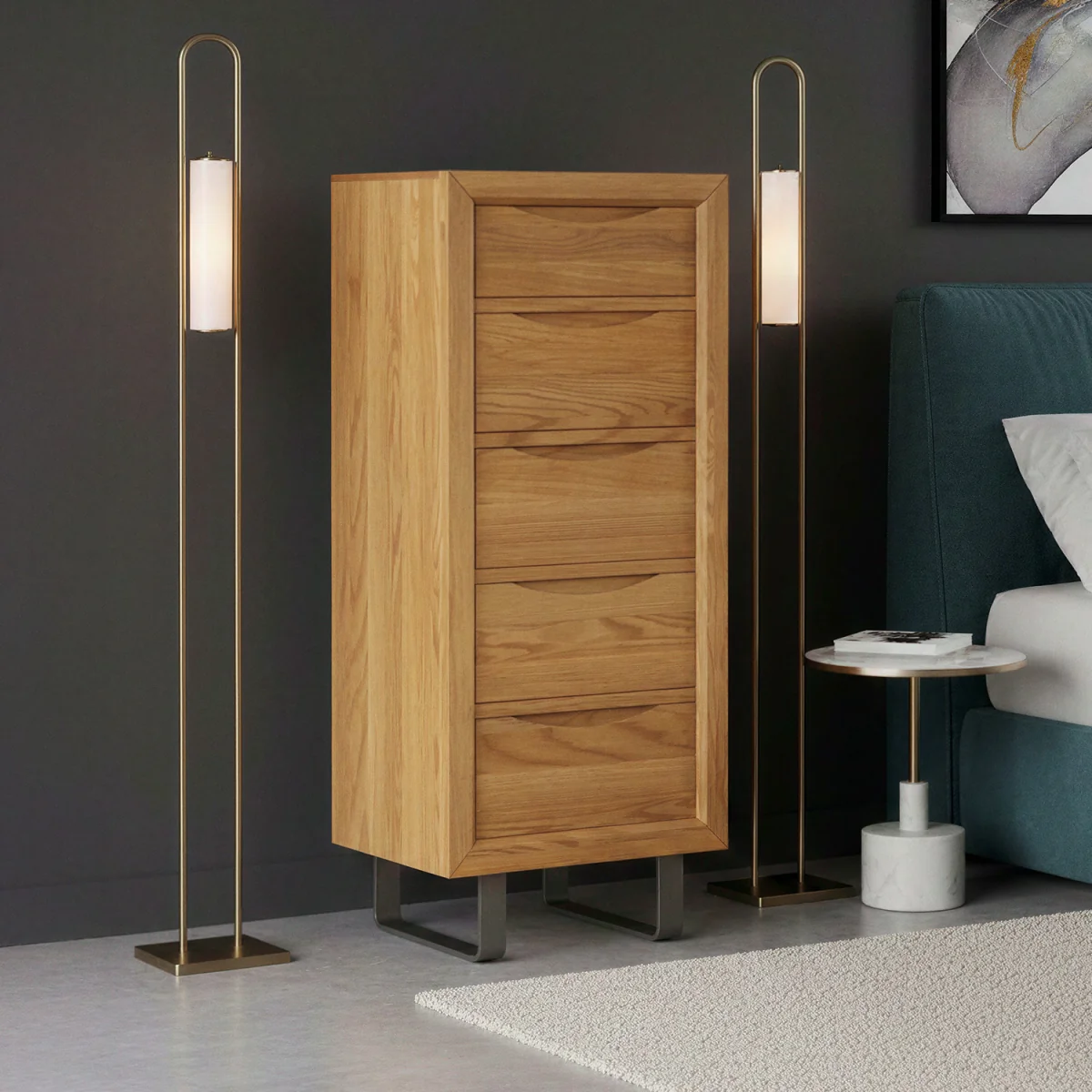 Parker Solid Oak 5 Drawer Tallboy Chest – image 2