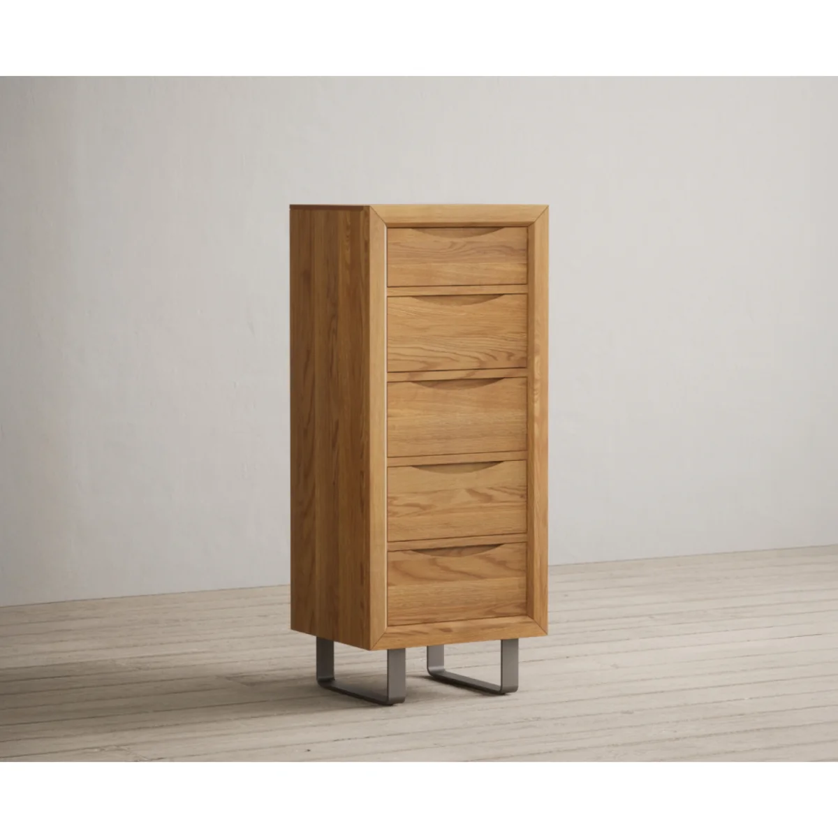 Parker Solid Oak 5 Drawer Tallboy Chest – image 3