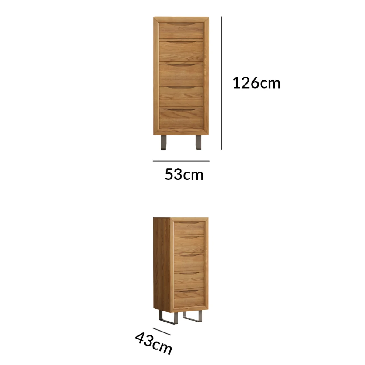 Parker Solid Oak 5 Drawer Tallboy Chest – image 9