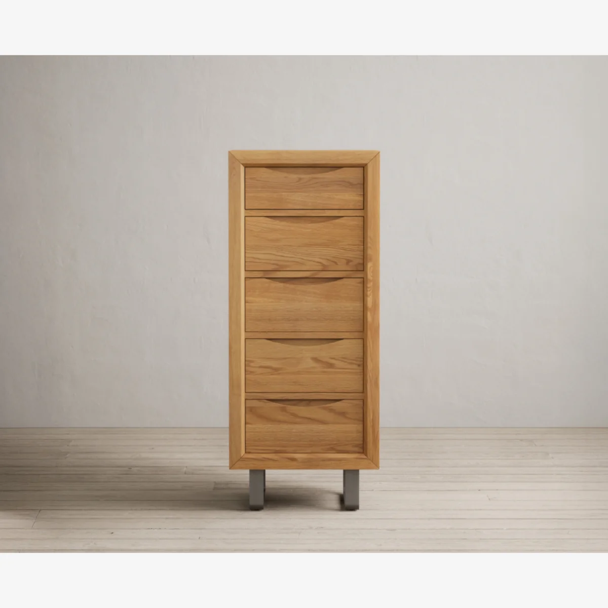 Parker Solid Oak 5 Drawer Tallboy Chest – image 1