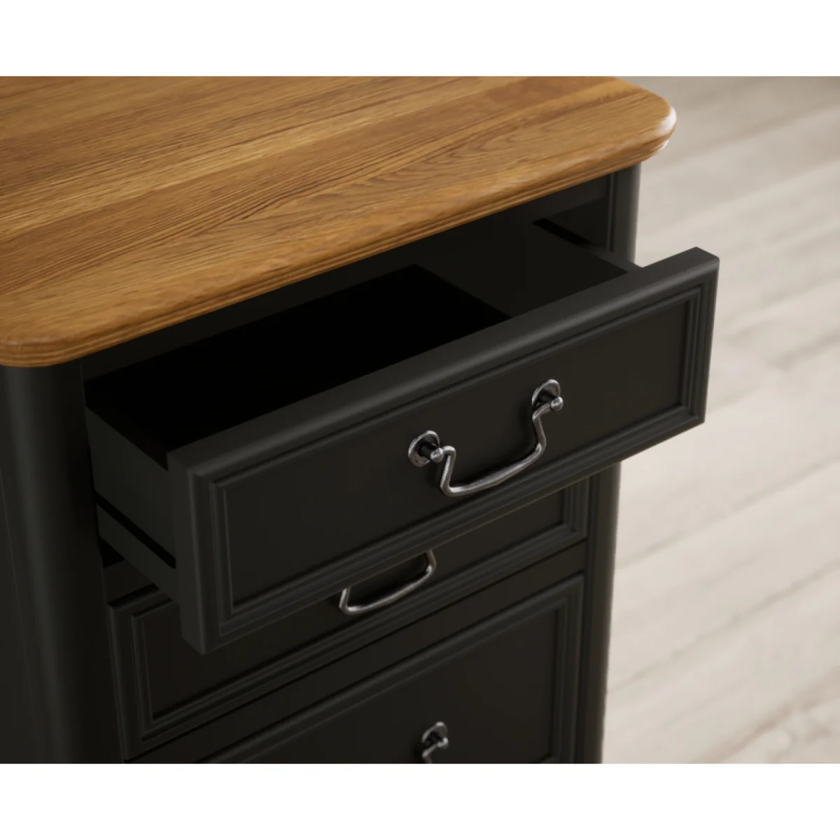 Chateau Noir Oak and Black Painted 5 Drawer Tallboy – image 7