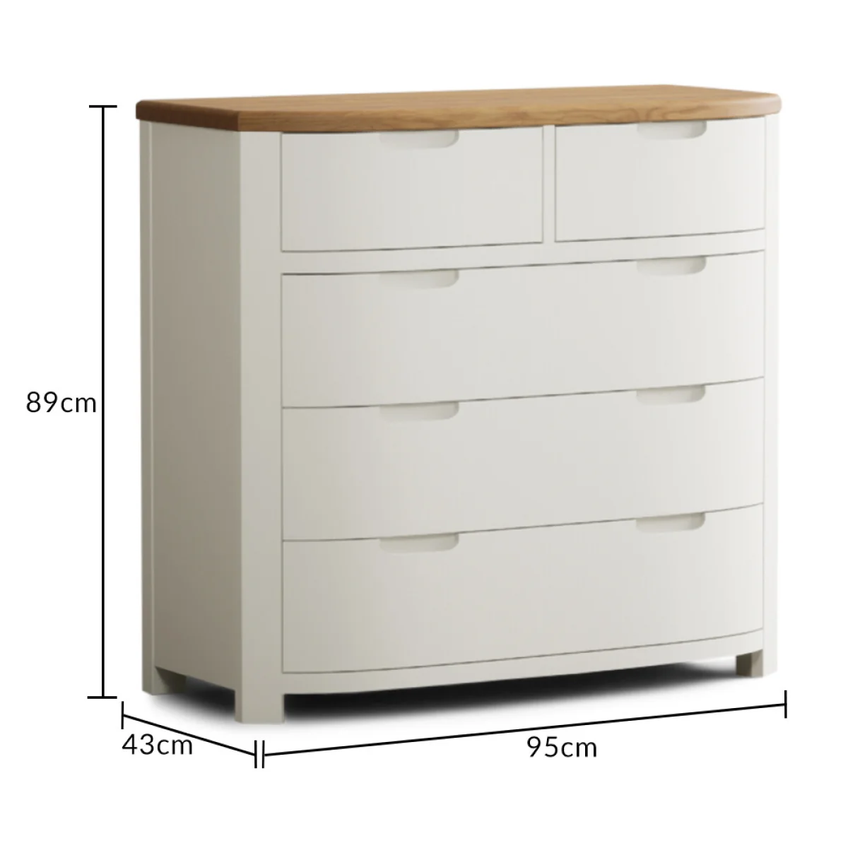Bradwell Oak and Signal White Painted 2 Over 3 Chest of Drawers – image 7