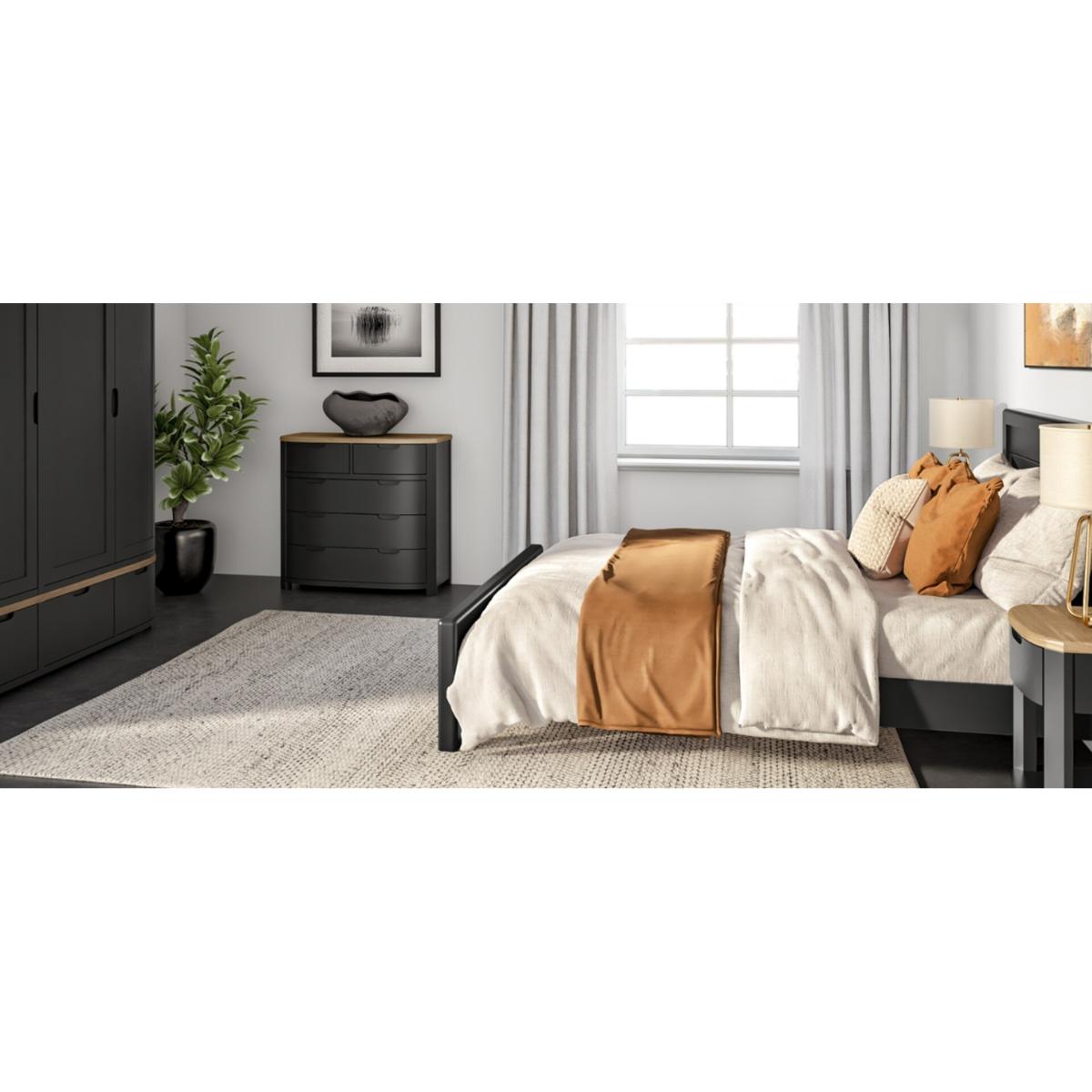 Bradwell Oak and Charcoal Grey Painted 5 Drawer Tallboy – image 7