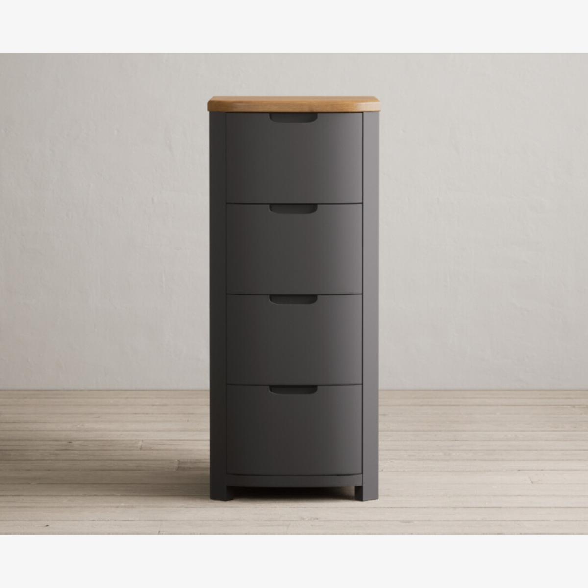 Bradwell Oak and Charcoal Grey Painted 5 Drawer Tallboy – image 1