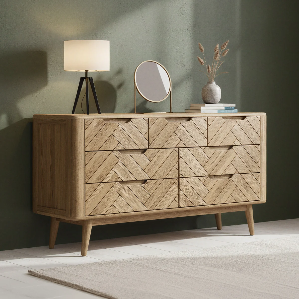 Parven Solid Oak 3 Over 4 Wide Chest Of Drawers – image 2