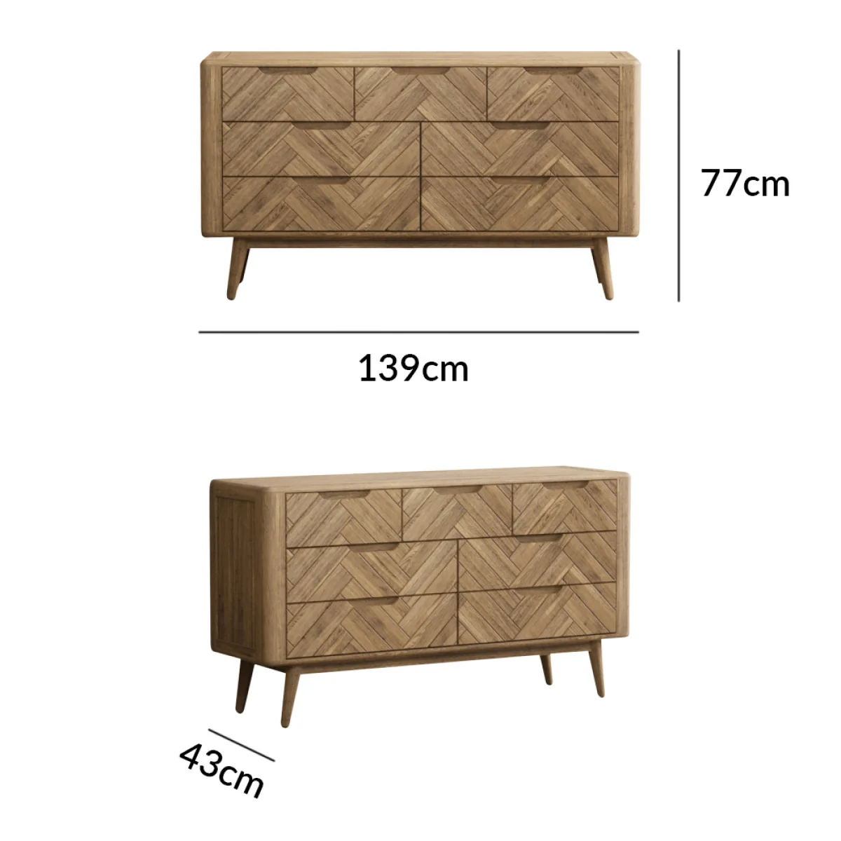 Parven Solid Oak 3 Over 4 Wide Chest Of Drawers – image 11