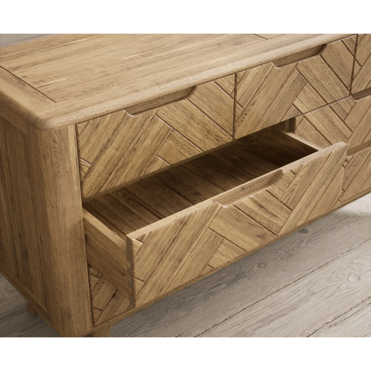 Parven Solid Oak 3 Over 4 Wide Chest Of Drawers – image 7