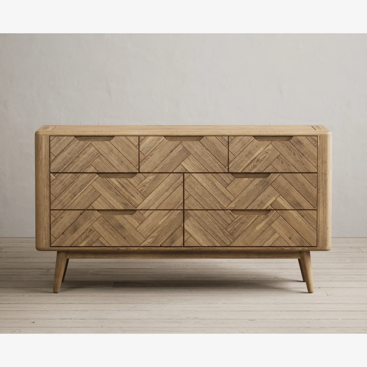Parven Solid Oak 3 Over 4 Wide Chest Of Drawers – image 1