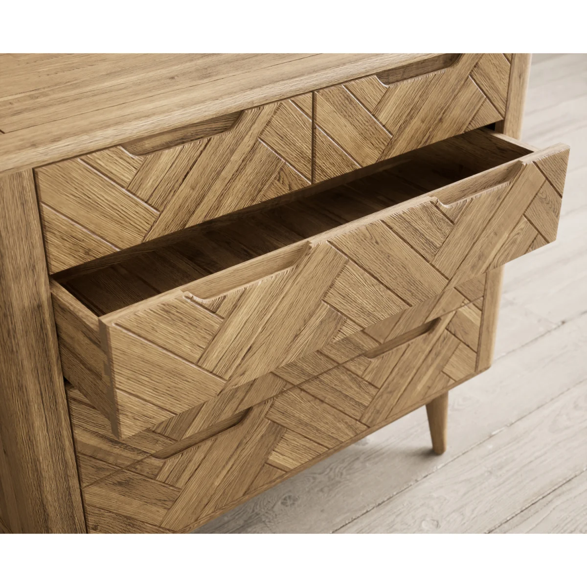 Parven Solid Oak 2 Over 3 Chest of Drawers – image 6