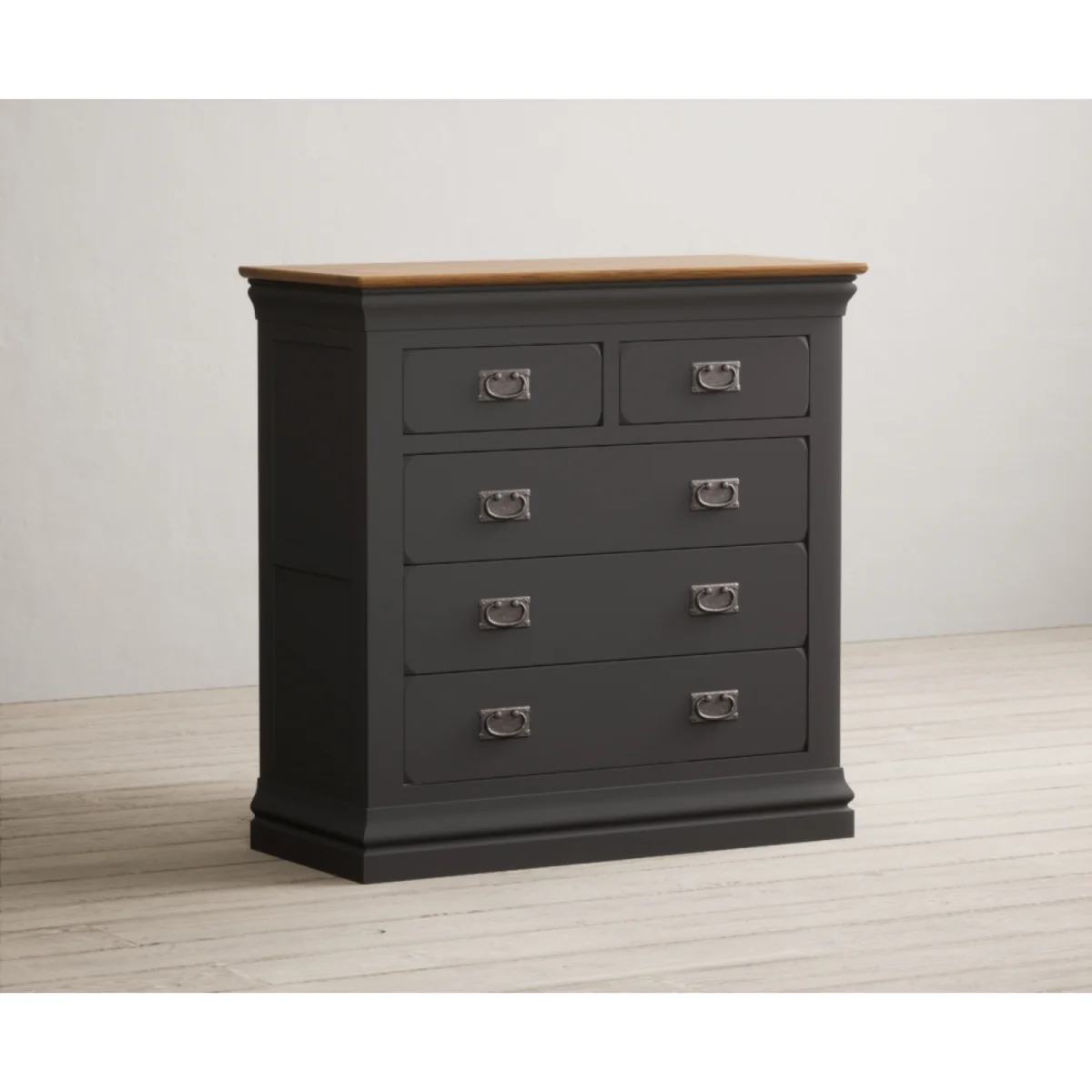 Charwood Oak and Charcoal Painted 2 Over 3 Chest of Drawers – image 3
