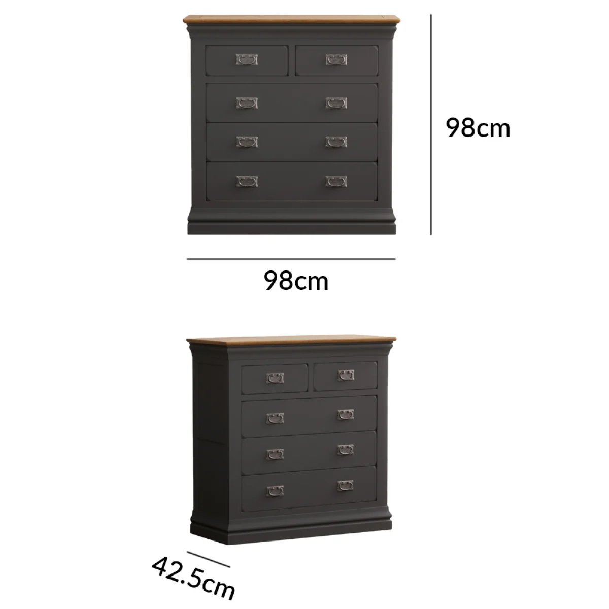 Charwood Oak and Charcoal Painted 2 Over 3 Chest of Drawers – image 6