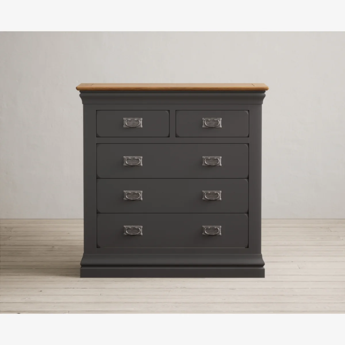Charwood Oak and Charcoal Painted 2 Over 3 Chest of Drawers – image 1