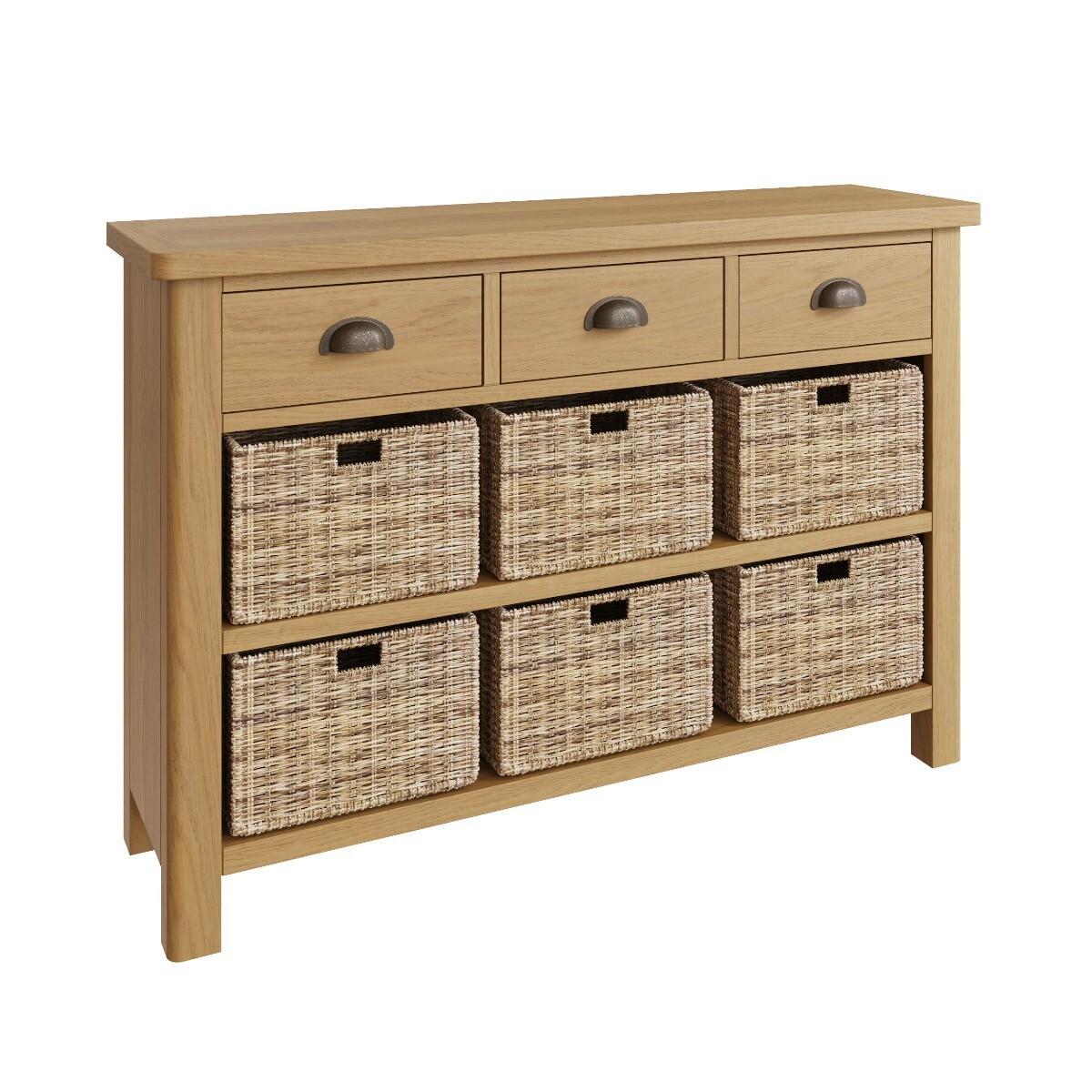 Noah Oak 3 Drawer 6 Basket Unit – image 2