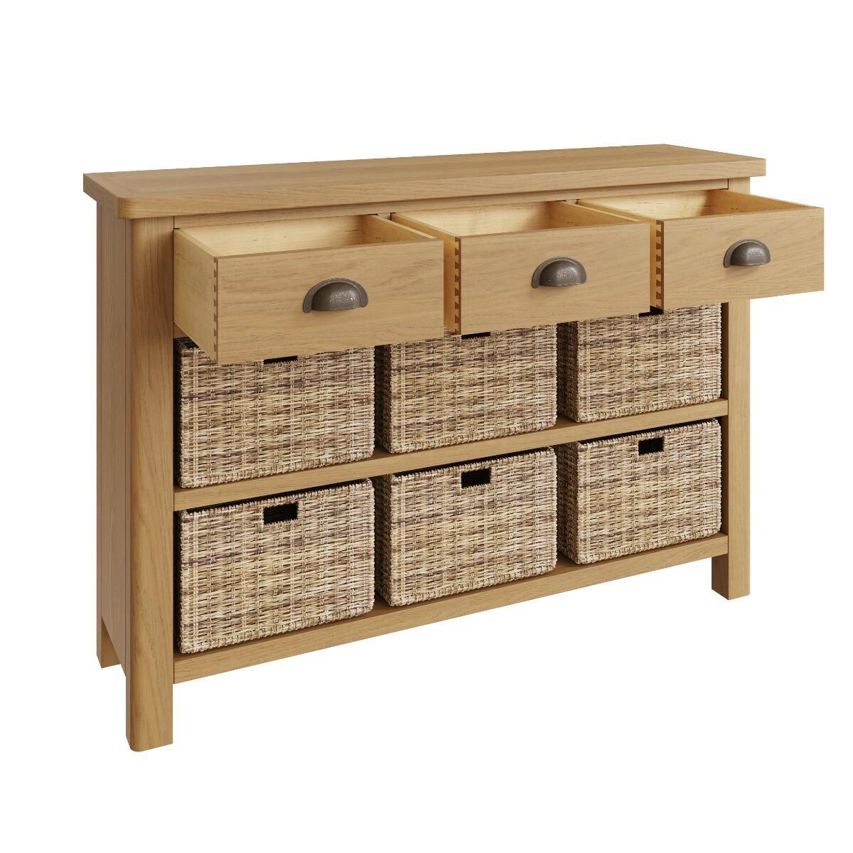 Noah Oak 3 Drawer 6 Basket Unit – image 3