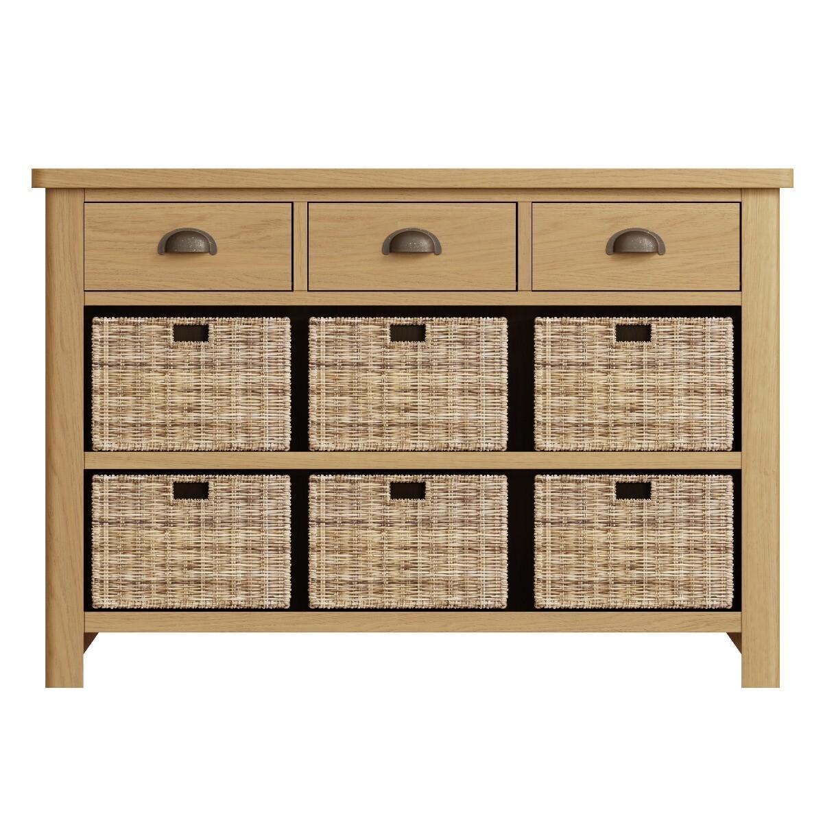 Noah Oak 3 Drawer 6 Basket Unit – image 4