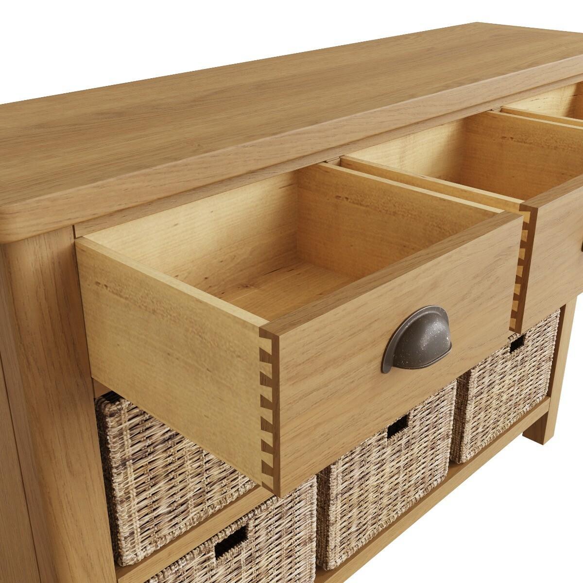Noah Oak 3 Drawer 6 Basket Unit – image 7