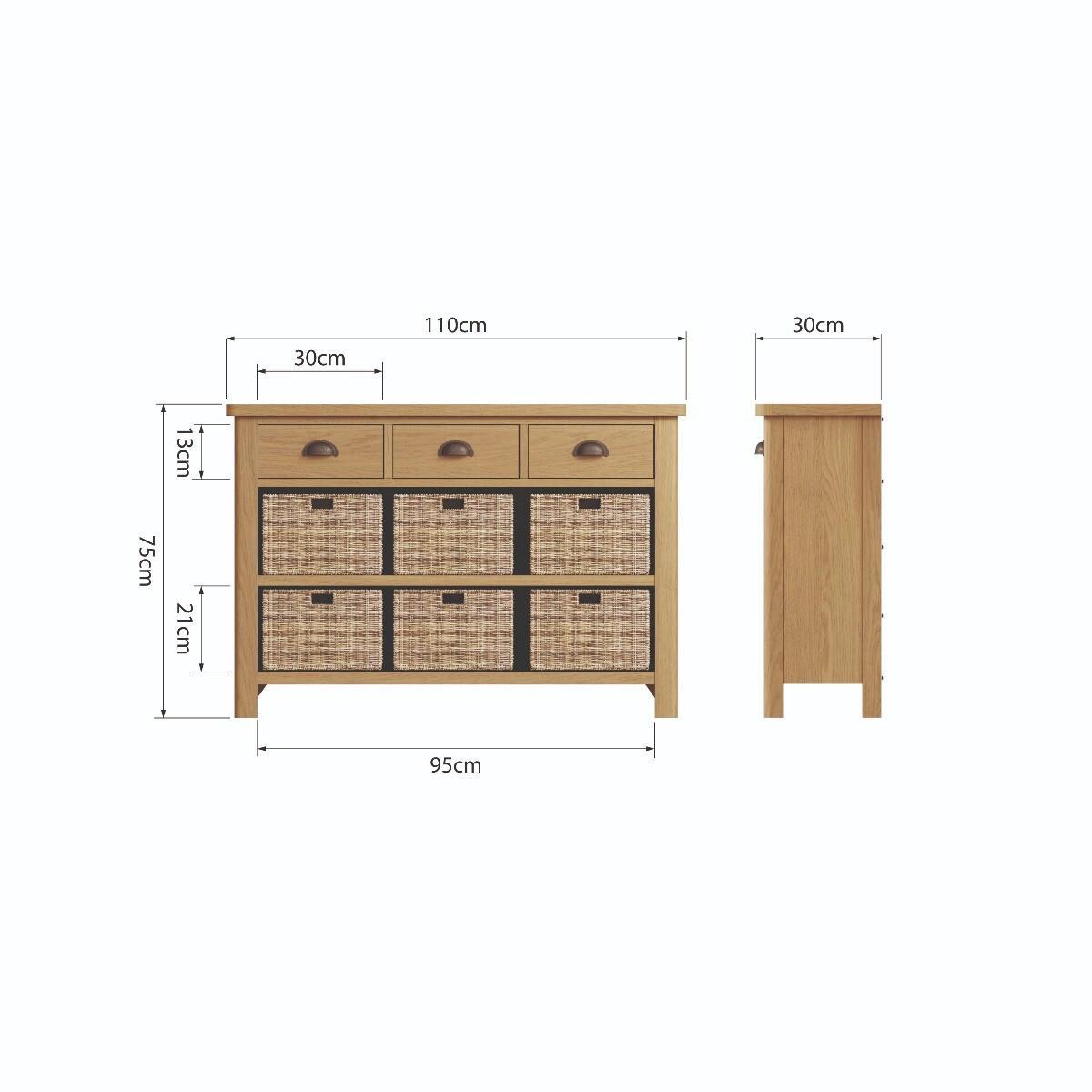 Noah Oak 3 Drawer 6 Basket Unit – image 9