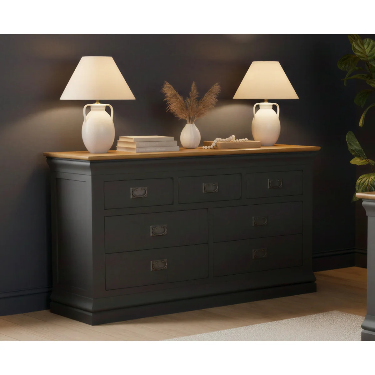 Charwood Oak and Charcoal Painted Wide Chest of Drawers – image 2