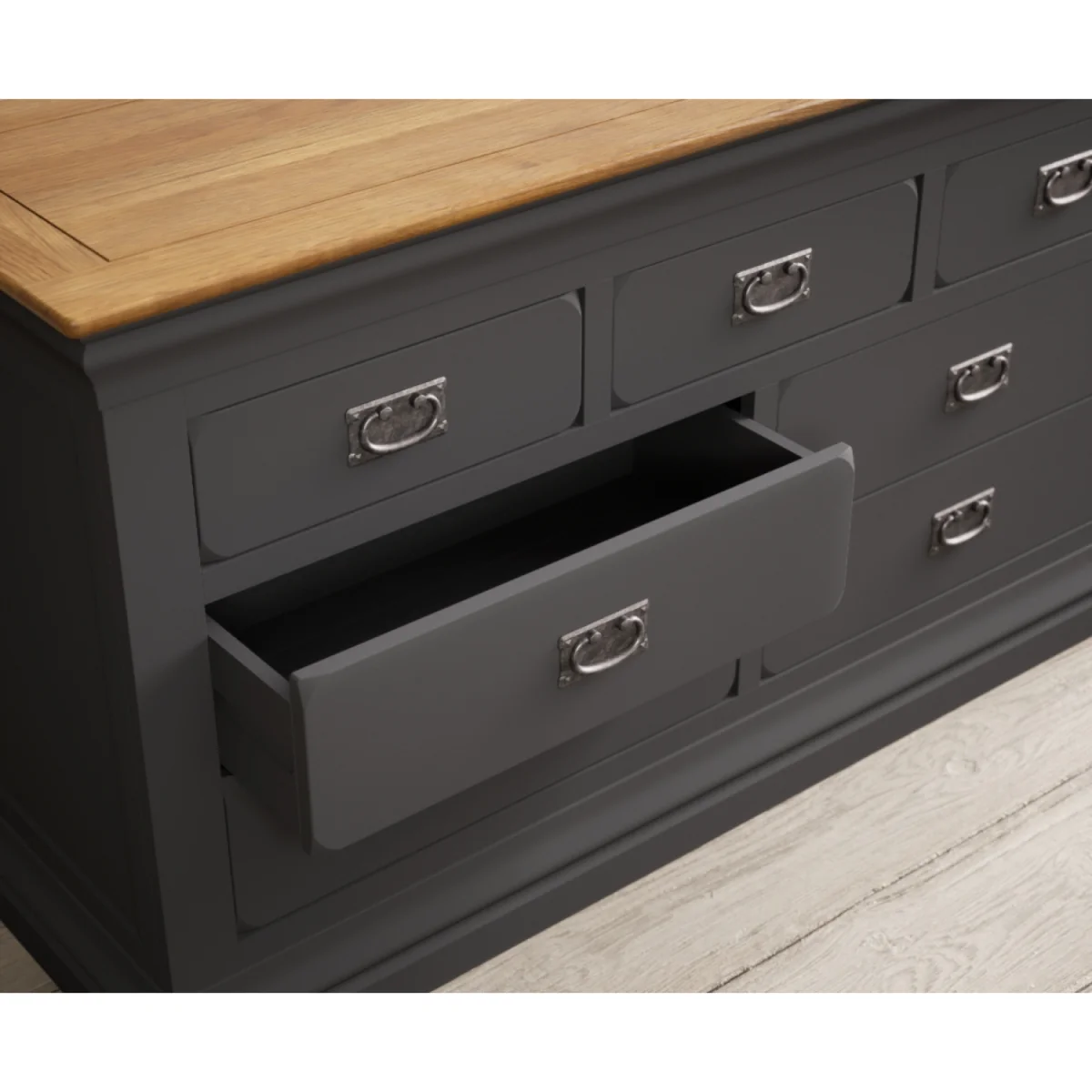 Charwood Oak and Charcoal Painted Wide Chest of Drawers – image 5
