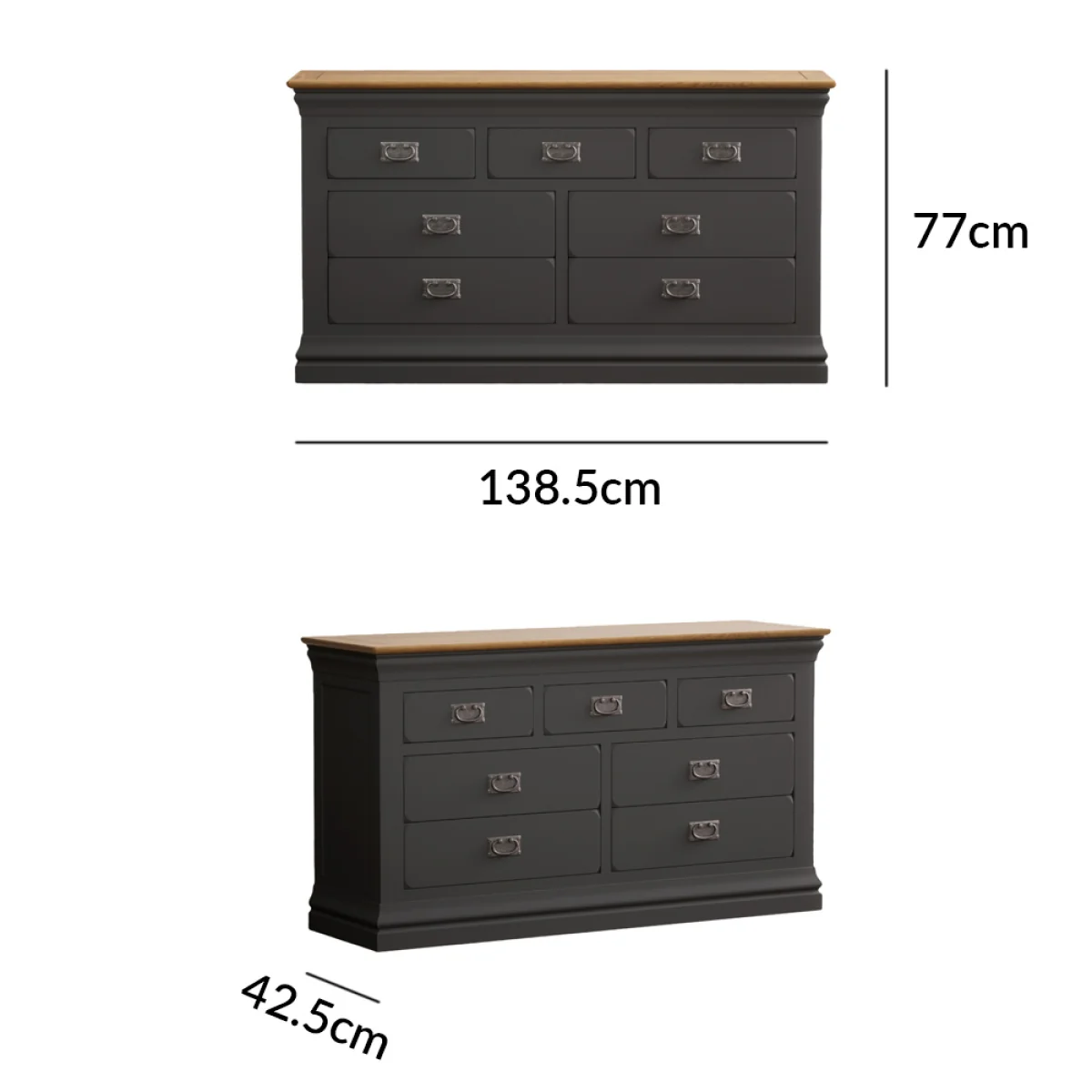 Charwood Oak and Charcoal Painted Wide Chest of Drawers – image 7