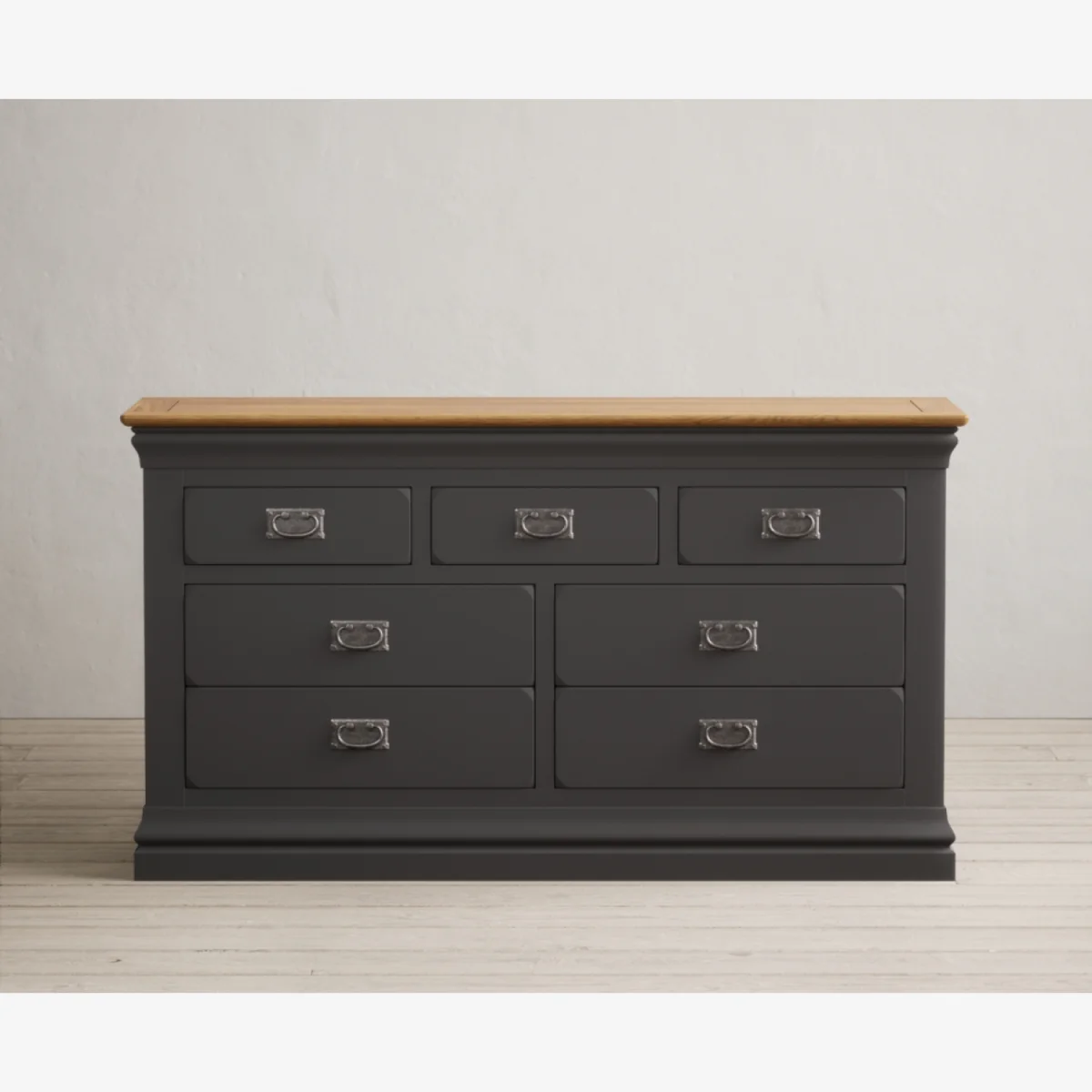 Charwood Oak and Charcoal Painted Wide Chest of Drawers – image 1