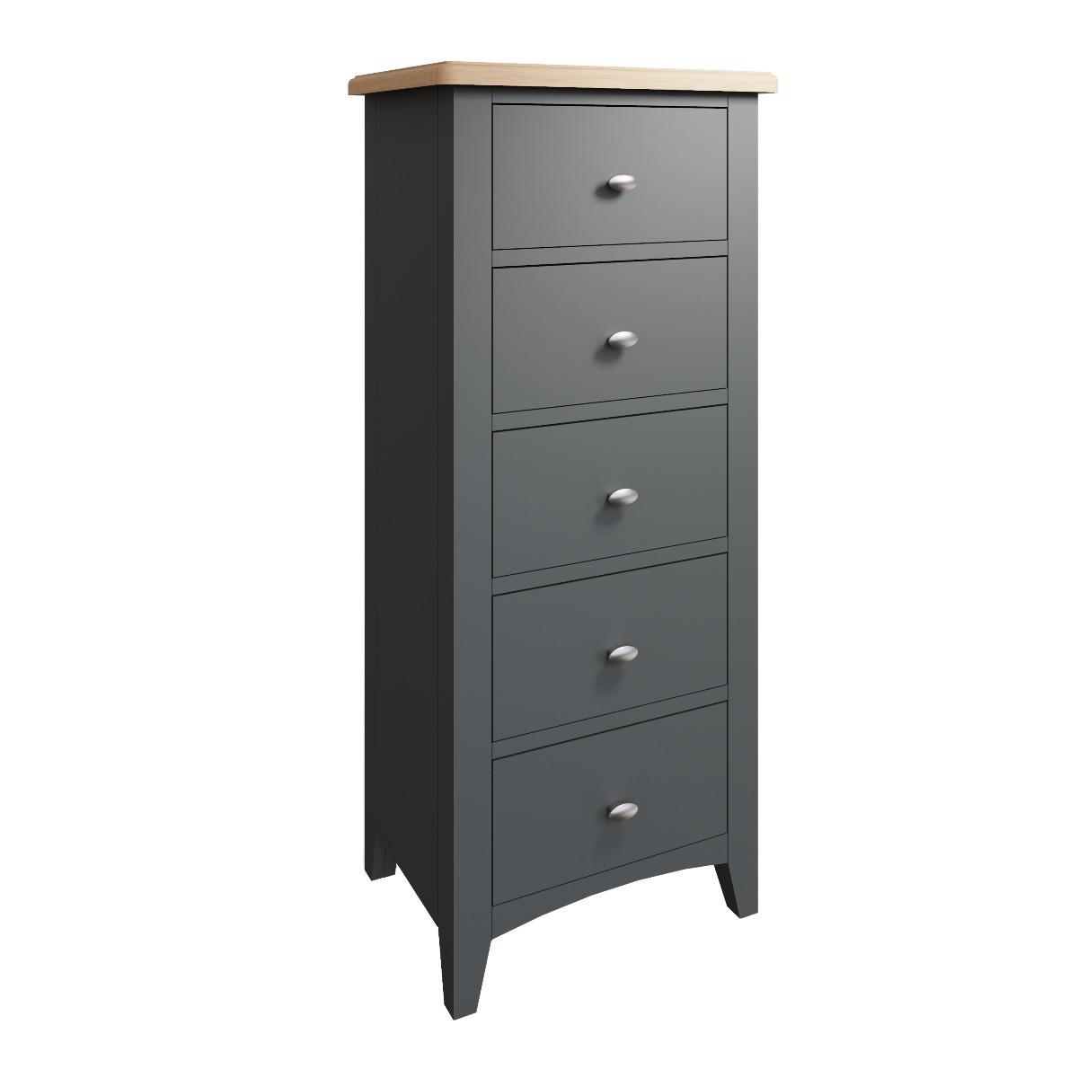 Arlia Oak and Grey 5 Drawer Narrow Chest – image 3
