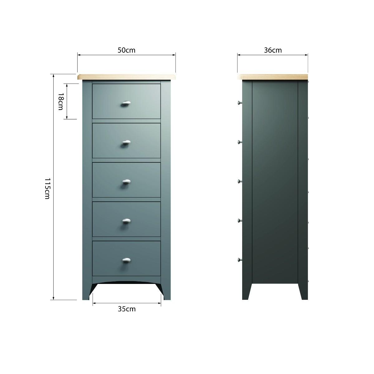 Arlia Oak and Grey 5 Drawer Narrow Chest – image 9