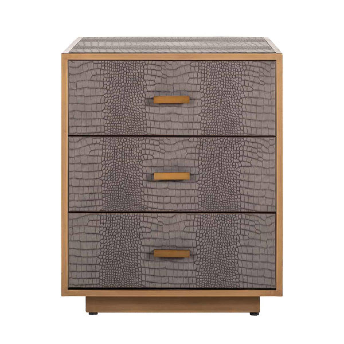 Richmond Classio 3 Drawers Vegan Leather Brushed Gold Chest of Drawers – image 4