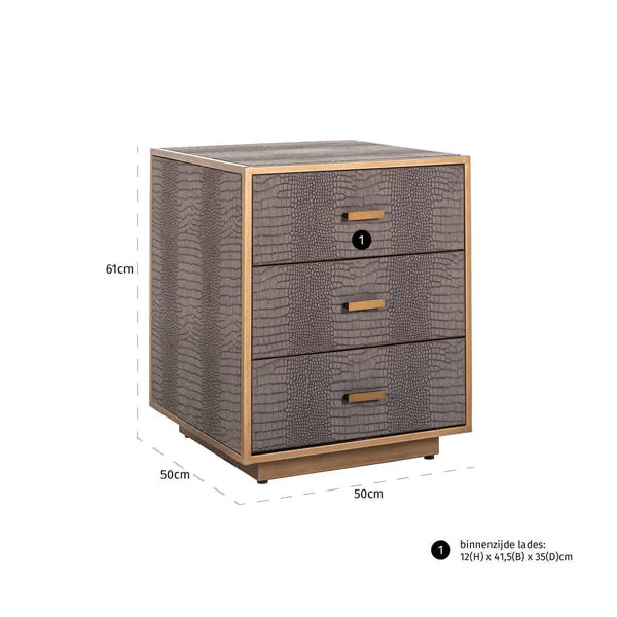 Richmond Classio 3 Drawers Vegan Leather Brushed Gold Chest of Drawers – image 5