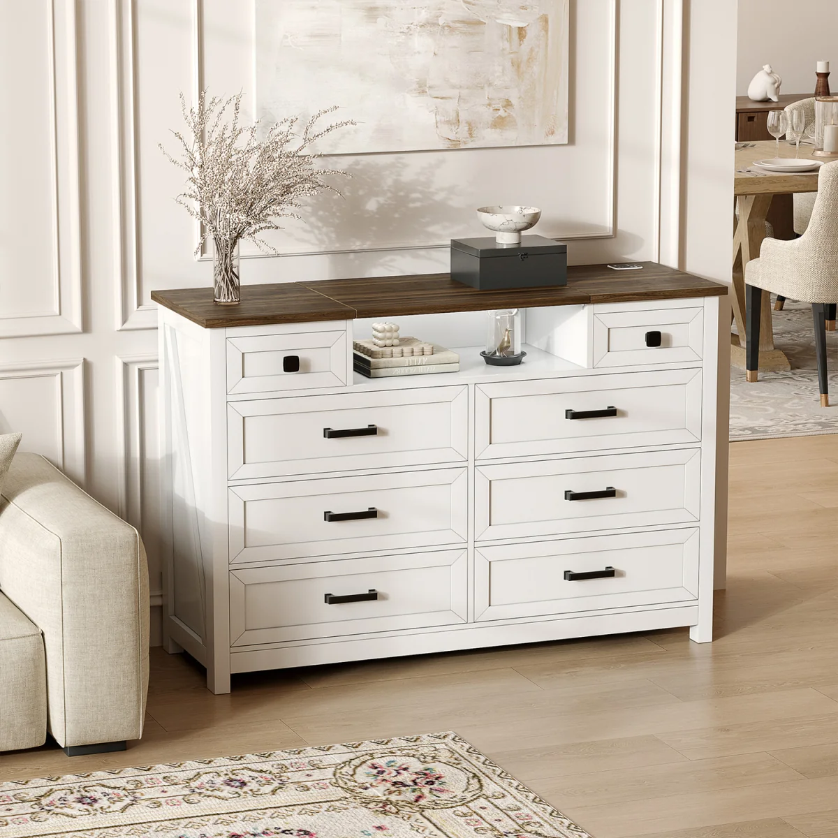 BROTTAR Chest of Drawers with Mirror and LED Lights for Bedroom Living Room - White – image 6
