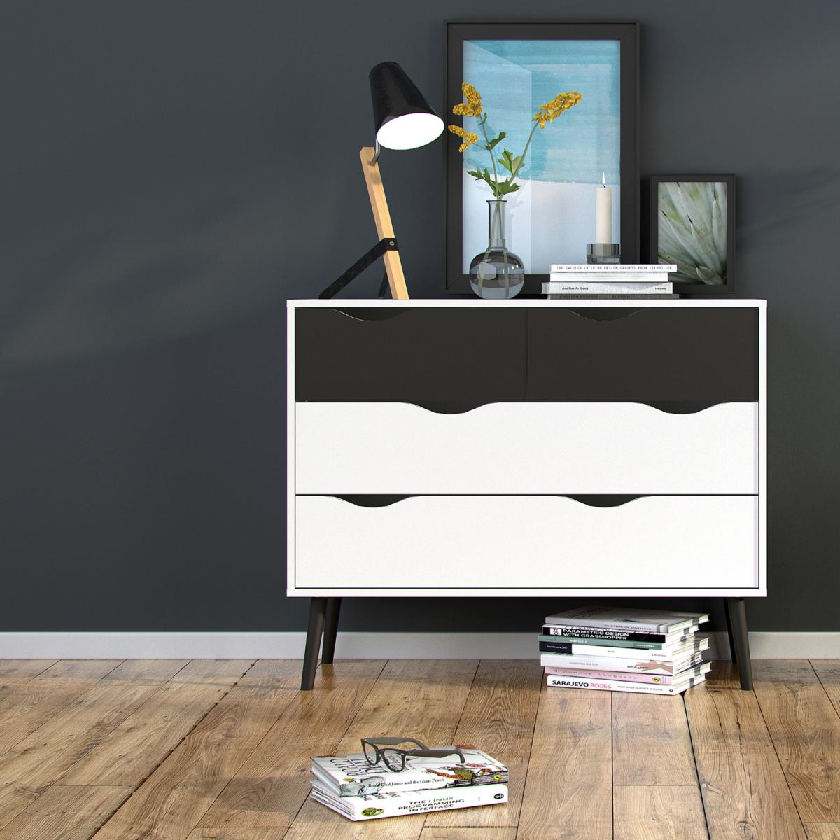 Toyen Chest of Four Drawers - White and Black Matt – image 4