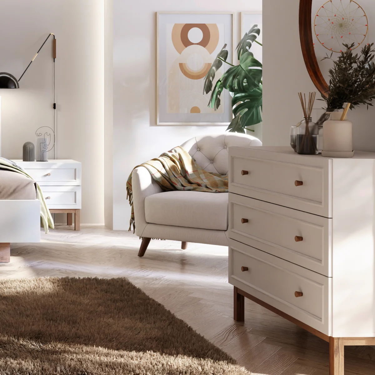 Wensley 3 Drawer Chest in Light Grey and Oak - Light Grey & Oak – image 7