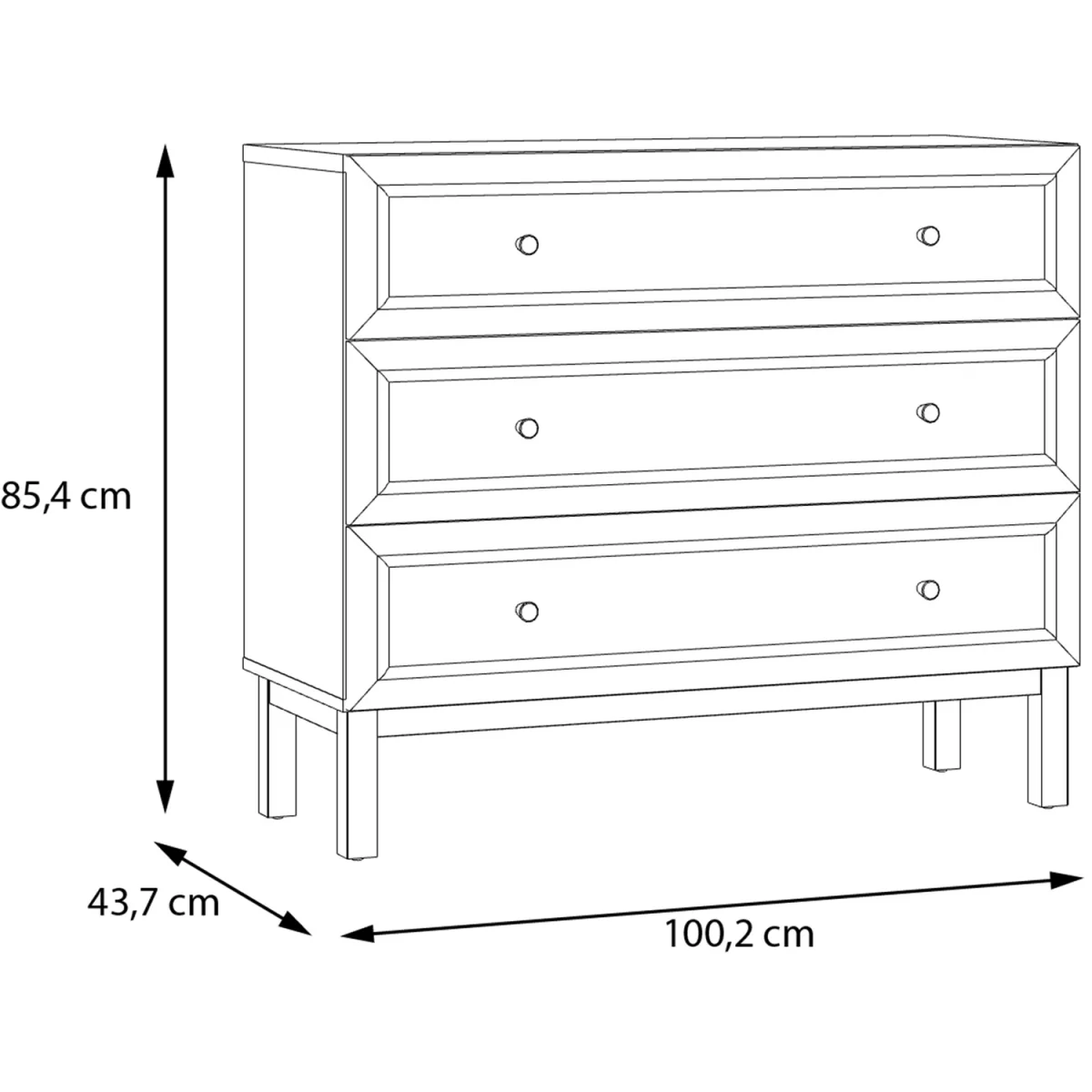 Wensley 3 Drawer Chest in Light Grey and Oak - Light Grey & Oak – image 8