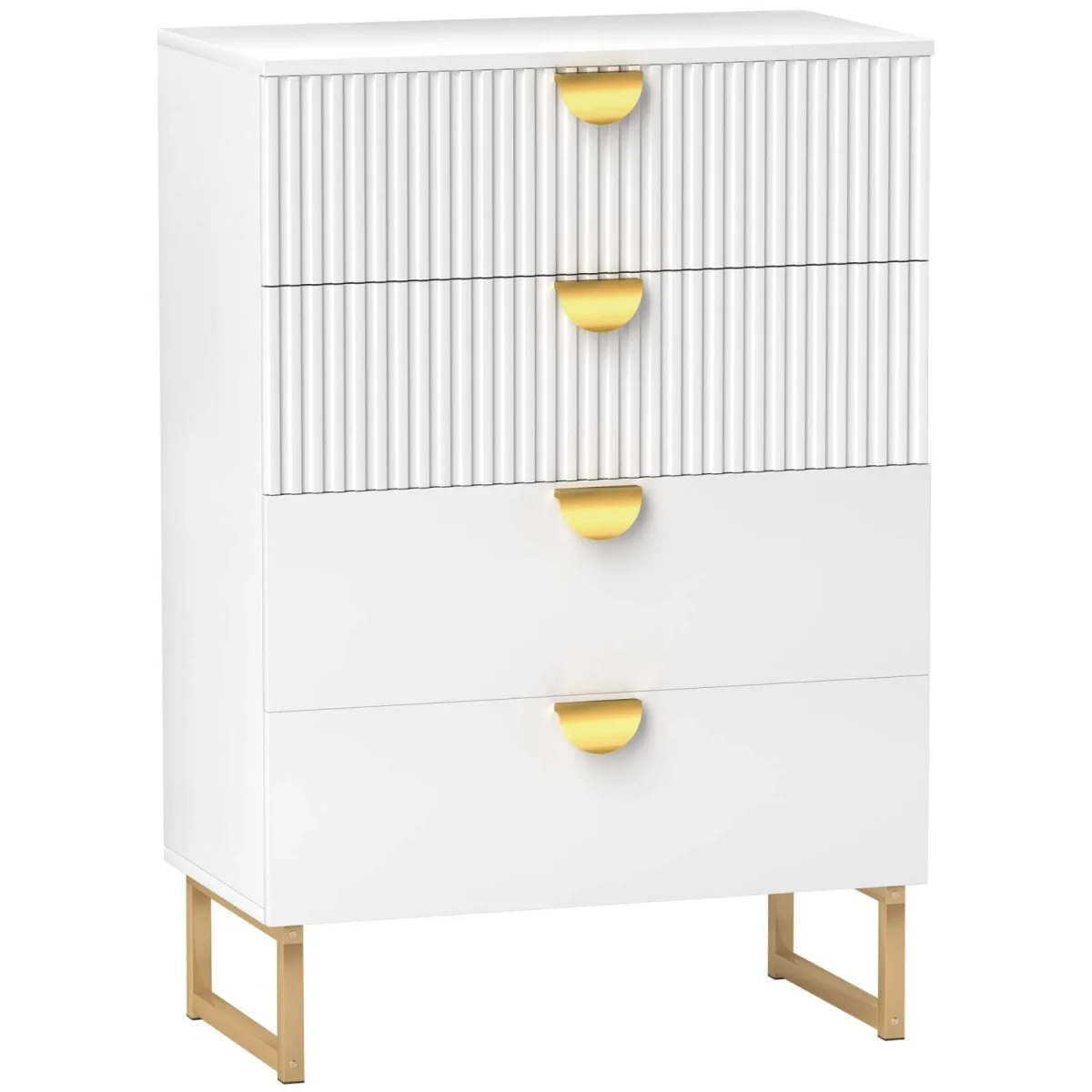 Nimise White 4-Drawer Chest of Drawers - Elegant Ridged Fronts – image 3