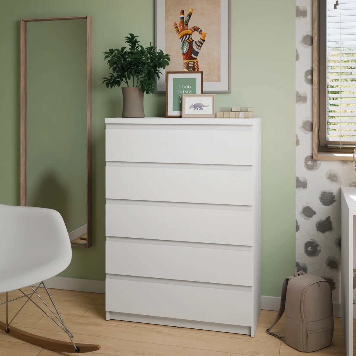Fribo Chest Of 5 Drawers in Alpine White - Alpine White – image 2