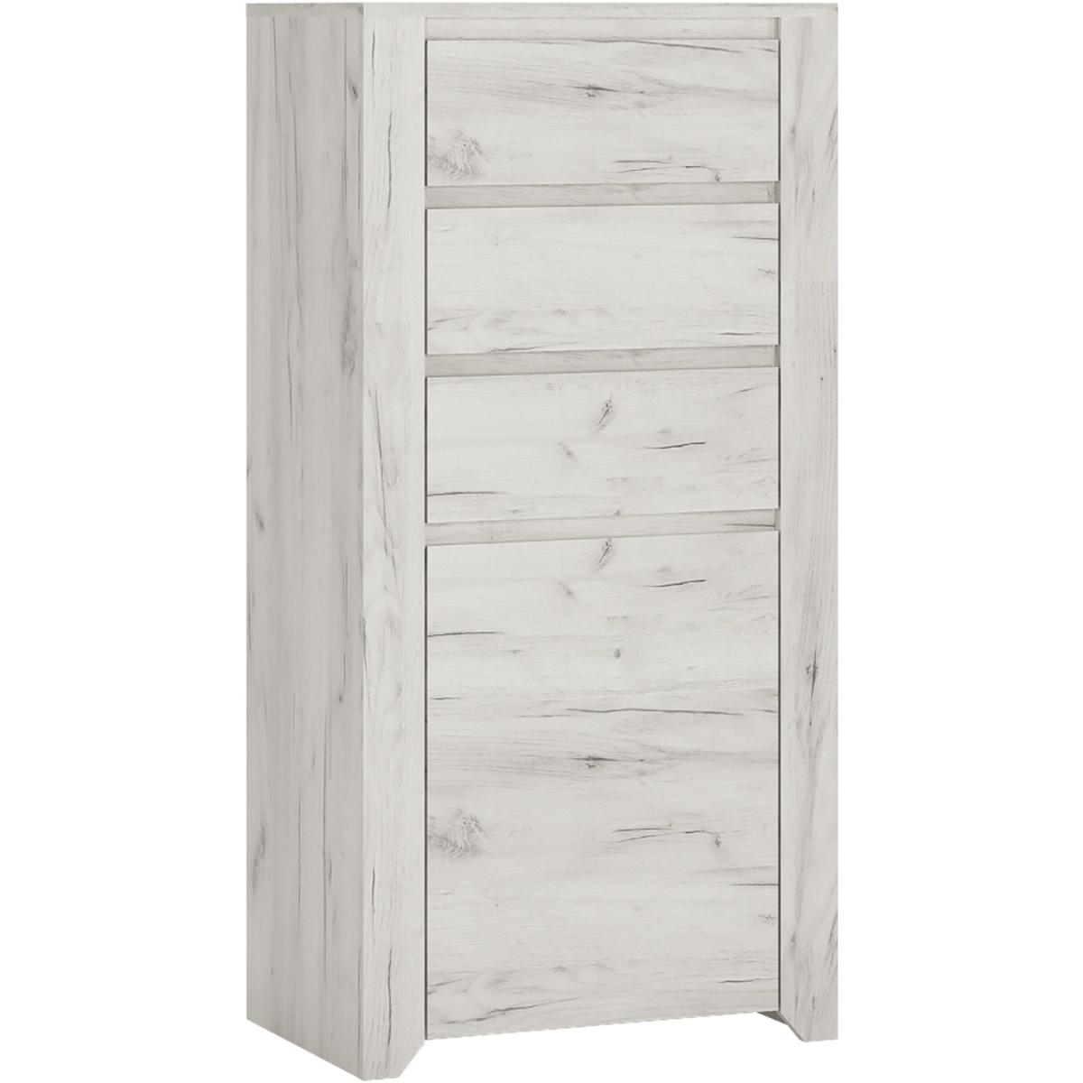 Marbel One Door Three Drawer Chest - White Craft Oak – image 2