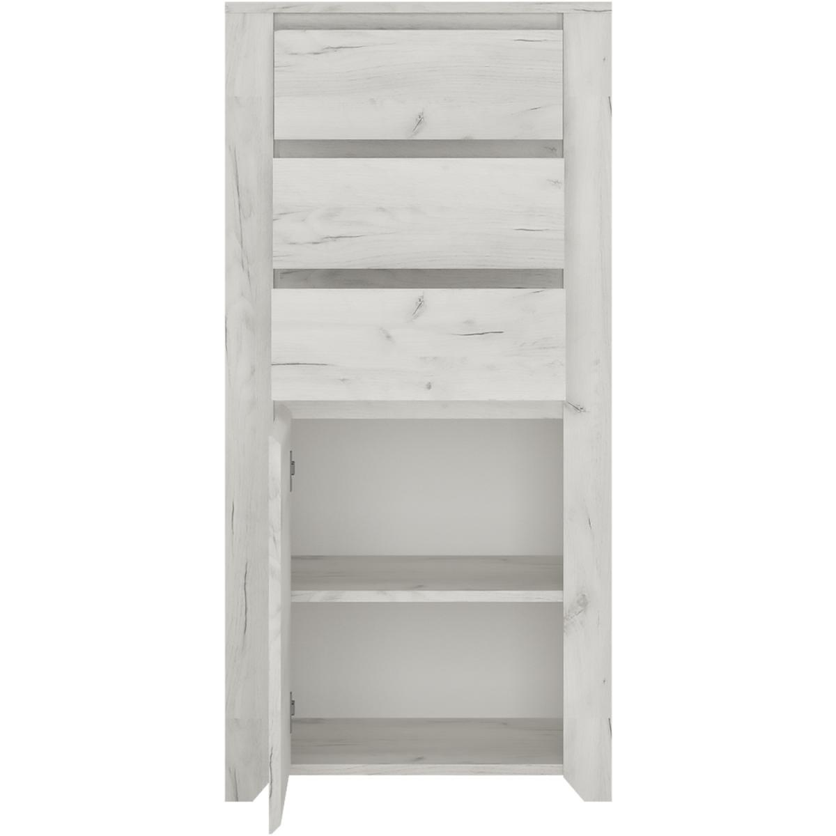 Marbel One Door Three Drawer Chest - White Craft Oak – image 3